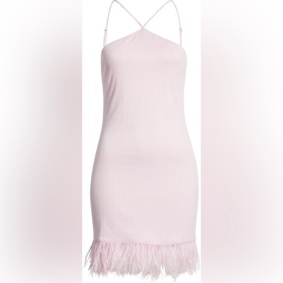 New SAYLOR Ainsley halter Feather Trim Mini Dress size S - Picture 5 of 9
